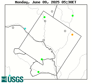 Stream gage levels in Dist. of Columbia, relative to 30 year average.